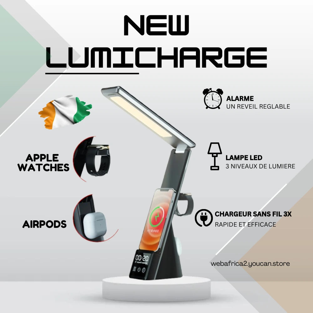 LumiCharge Lampe LED 7 en 1 avec Chargeur sans fil CIV