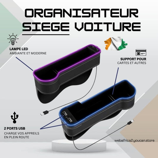 Organisateur pour siège de voiture avec LED et 2 port USB CIV