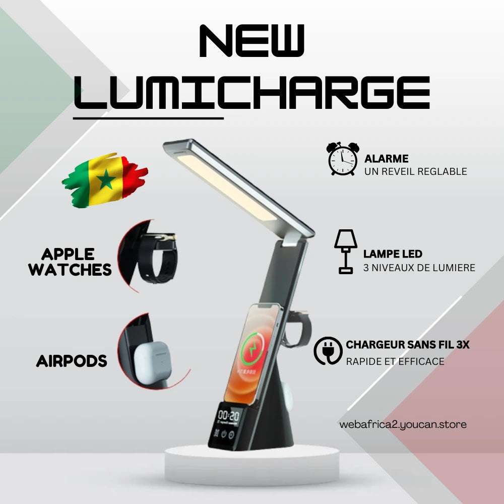 LumiCharge Lampe LED 7 en 1 avec Chargeur sans fil SENEGAL